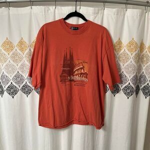 Orange Cropped Mediterranean Barcelona graphic T-shirt